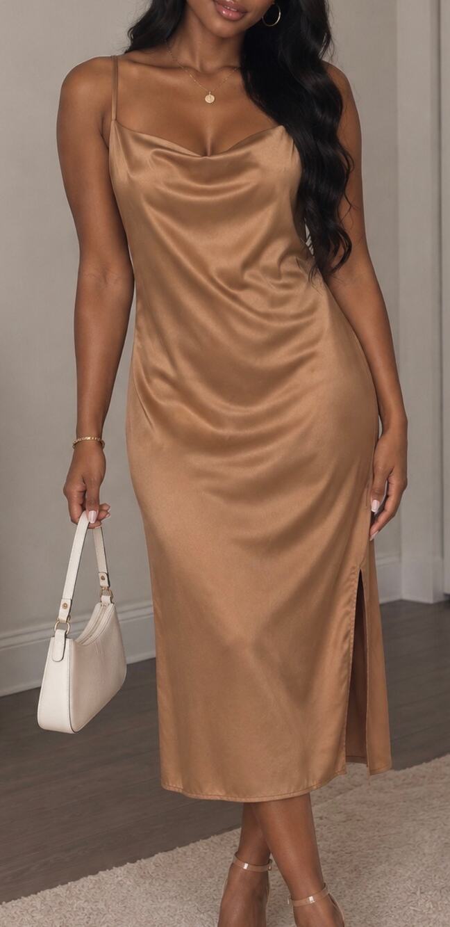 Gold Satin Maxi Slip Dress